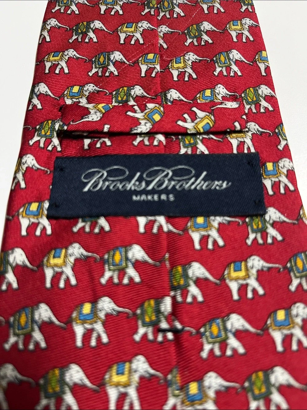 Brooks Brothers’s makers, vintage silk elephant, motive novelty Necktie red